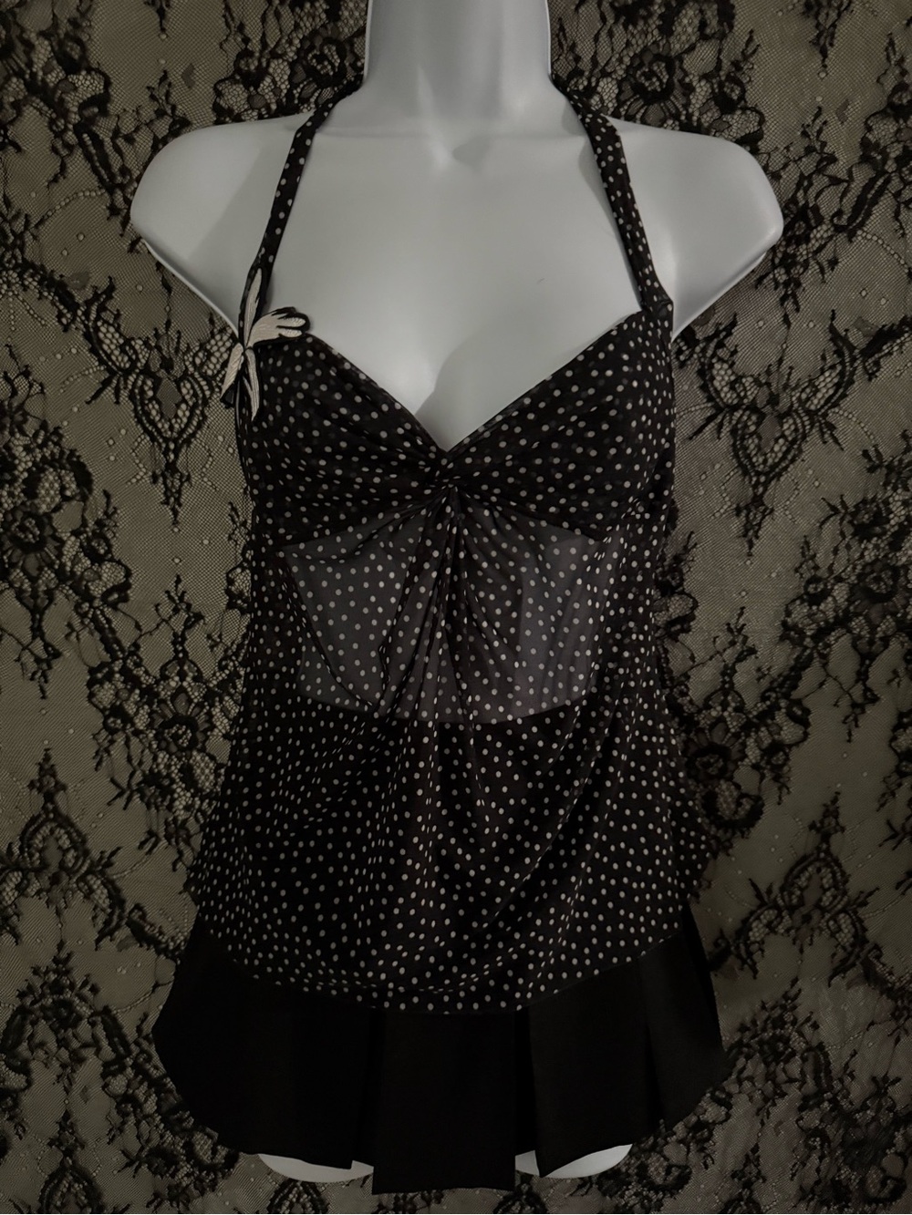 Rare! Victoria’s Secret polka dot halter top with flower decal S - Picture 1 of 6